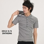 INTHING - Button-Front Short-Sleeve Hooded T-Shirt