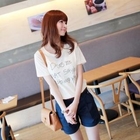 CLICK - Eyelet Sleeve Logo Print T-Shirt