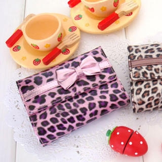 Bow-Accent Leopard Print Wallet