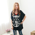 F-DNA - Drape-Front Short-Sleeve Printed Top