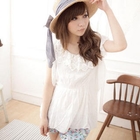 ZOO - Lace-Neckline Shirred Top