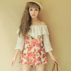 CICI-SHOP - Off-Shoulder Ruffle Floral Playsuit