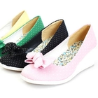 KAWO - Bow-Accent Dotted Canvas Wedges