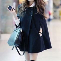 Rocho - Collarless Buttoned Cape Rocho - Collarless Buttoned Cape