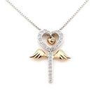 MBLife.com - Love, Lock, Angle Diamond Pendant - 18K/750 Red And White Gold (FREE 925 Silver Box Chain)