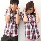 MR.PARK - Short-Sleeve Dual-Pocket Plaid Shirt