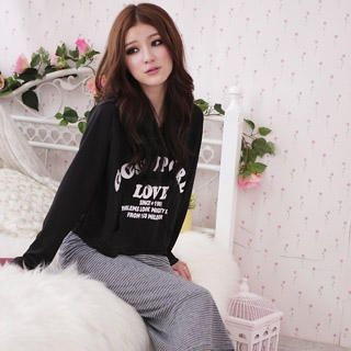 Set: Hooded Print Top +  Tank Top