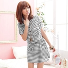 RingBear - Drawstring-Waist Check Shirtdress