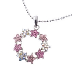 Samudra Raccolta - Circular Flowers Crystal Pendant (Pink)
