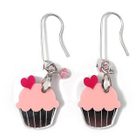 Sweet & Co. - Sweet&Co Mini Silver Pink Cupcake Crystal Earrings