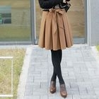 CLICK - Pleated A-Line Skirt with Sash