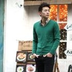 VINTAGE BROTHERS - V-Neck Wool Blend Knit Top