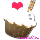 Sweet & Co. - Sweet&Co. XL Mirror White Cupcake Gold Necklace