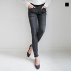 J-ANN - Elasticized-Waist Washed Jeans