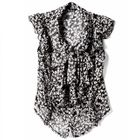 Ando Store - Tie-Neck Skull-Print Chiffon Top