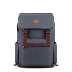 Mr.ace Homme - Faux Leather Trim Canvas Backpack Mr.ace Homme - Faux Leather Trim Canvas Backpack
