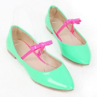 Contrast-Color Mary-Jane Patent Flats Contrast-Color Mary-Jane Patent Flats