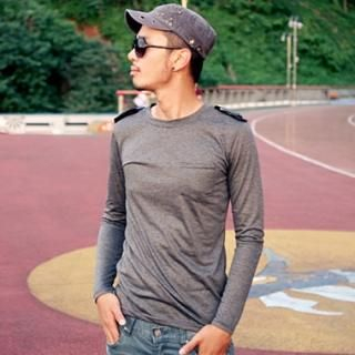 Round-Neck Epaulet-Accent Top