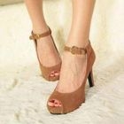 Mancienne - Ankle-Strap Peep-Toe Platform Pumps