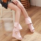 Grace Candy - Zip-Accent Open-Toe Boots