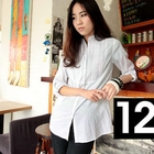 Ando Store - Tab-Sleeve Pintuck Embroidered Blouse