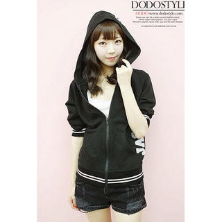 3/4-Sleeve Zip Hoodie 3/4-Sleeve Zip Hoodie