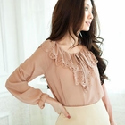 Tokyo Fashion - Ruffled Chiffon Blouson Top