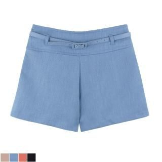 Set: Flat-Front Shorts + Belt