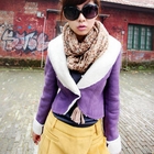 Ando Store - Fleece Lined Faux Suede Cropped Jacket