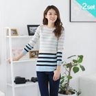Celli Girl - Set: Striped Knit Top + Washed Skinny Jeans