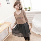 CatWorld - Dotted Chiffon-Hem Panel Dress
