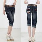 Blue Is - Embroidered Cropped Jeans