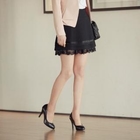 CLICK - Lace-Hem Accordion-Pleat Miniskirt
