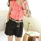 Tokyo Fashion - Tasseled Belted Scalloped-Hem Shorts