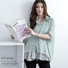 D.P-Shop - Set: Dotted Chiffon Blouse+Tank Dress