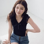 D.P-Shop - Layered-Neckline Cotton Tank Top