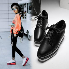 Anran - Platform Hidden Wedge Oxfords Anran - Platform Hidden Wedge Oxfords