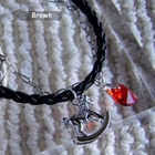MyLittleThing - Cockhorse Brown Leather Bracelet with Red Swarovski Crystal