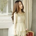 Tokyo Fashion - Mesh-Panel Lace Ruffle Top