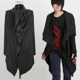 Turtleneck Asymmetric Front Long Cardigan