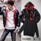 DANGOON - Set: Padded Jacket + Knit Top