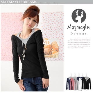 Inset Halter V-Neck Cotton Top Inset Halter V-Neck Cotton Top
