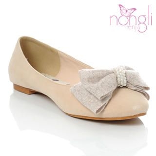 Beaded Bow-Accent Flats