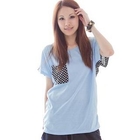 Fashion Lady - Dotted Panel Short-Sleeve Top