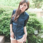 Goodies - Chiffon Patchwork Denim Shirt
