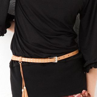 Faux-Leather Tassel-Accent Belt