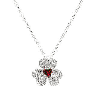 Garnet Shamrock Pendant