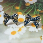 Angelove - Rhinestone Bow Earrings