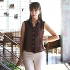 TIARA - Asymmetric Hem Sleeveless Sheer Blouse