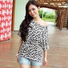 Dream Star - Elbow-Sleeve Leopard-Print Top